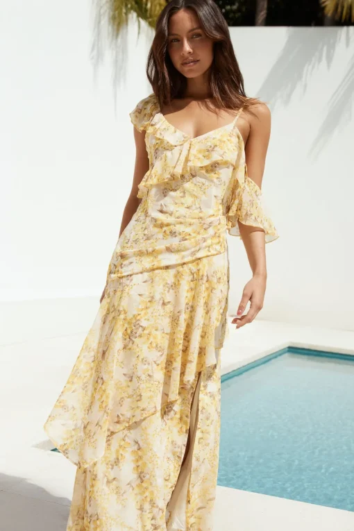 Summer Blossoms Maxi Dress Yellow