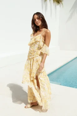 Summer Blossoms Maxi Dress Yellow