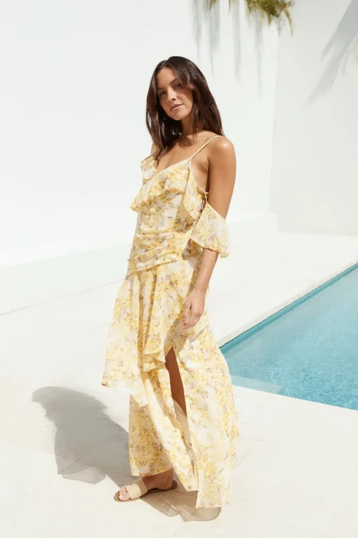 Summer Blossoms Maxi Dress Yellow