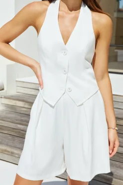 Summer Evenings Halter Vest Top White
