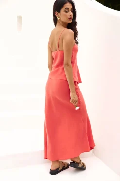 Summer Mirage Maxi Skirt Red