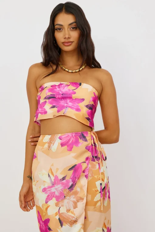 Sun On My Shoulder Crop Top Floral