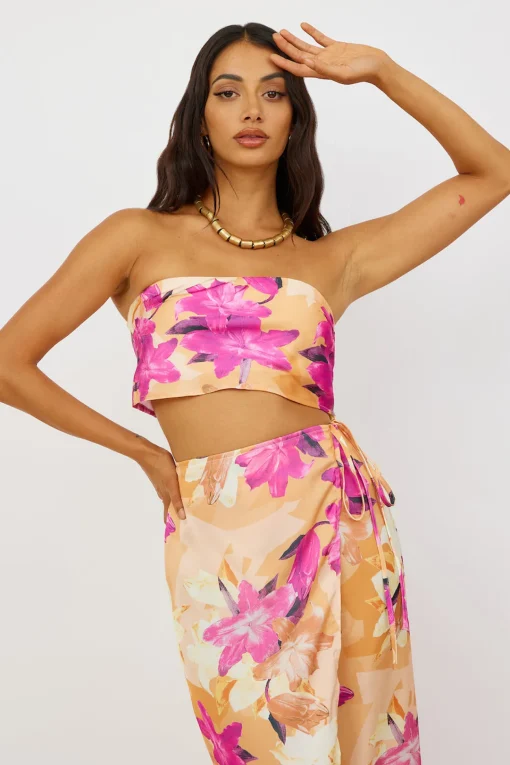 Sun On My Shoulder Crop Top Floral