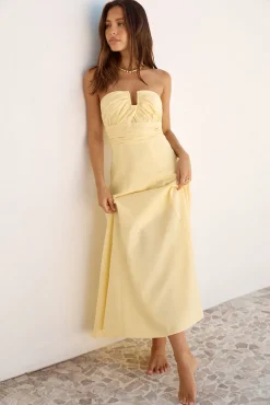 Sunshine Bliss Strapless Maxi Dress Yellow