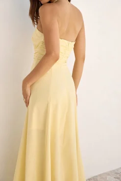 Sunshine Bliss Strapless Maxi Dress Yellow
