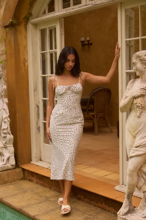 Sweet Serenity Floral Midi Dress Cream