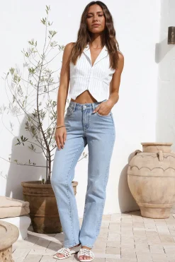 Talking Business Crop Top White Stripe