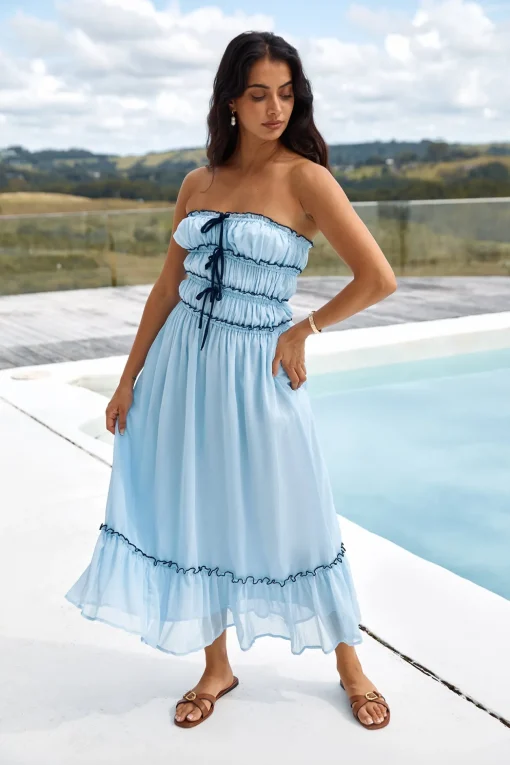 Talulah Strapless Maxi Dress Blue