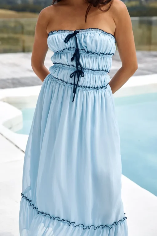 Talulah Strapless Maxi Dress Blue