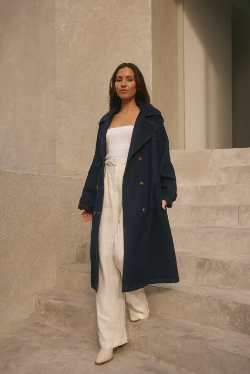 Taylah Trench Coat Denim