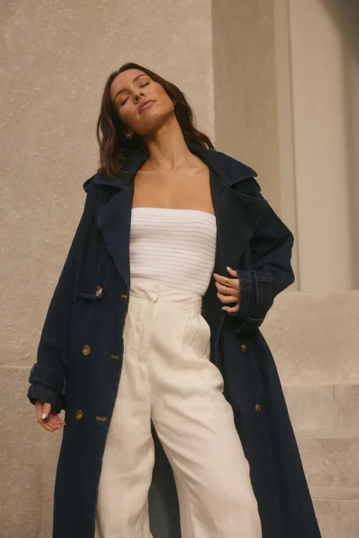 Taylah Trench Coat Denim