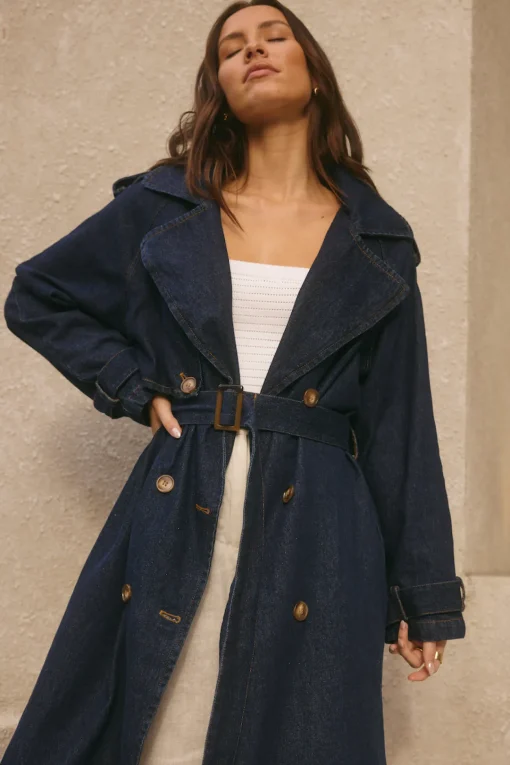 Taylah Trench Coat Denim