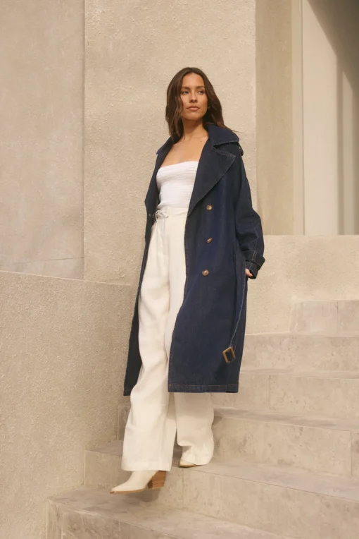 Taylah Trench Coat Denim