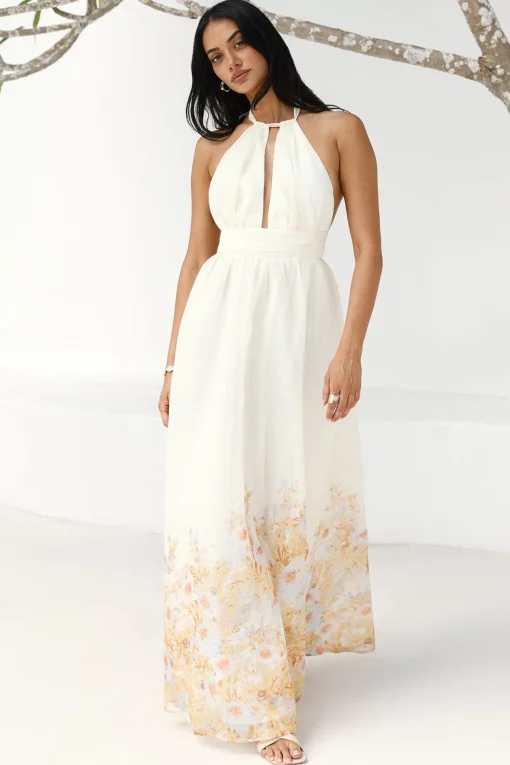 The Meadow’s Secret Halter Maxi Dress Yellow