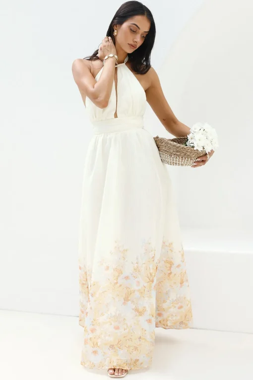 The Meadow’s Secret Halter Maxi Dress Yellow