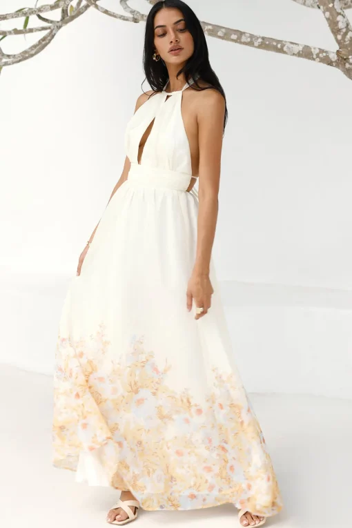 The Meadow’s Secret Halter Maxi Dress Yellow