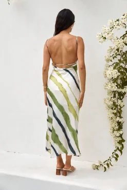 Thinking Of You Satin Maxi Dress Green