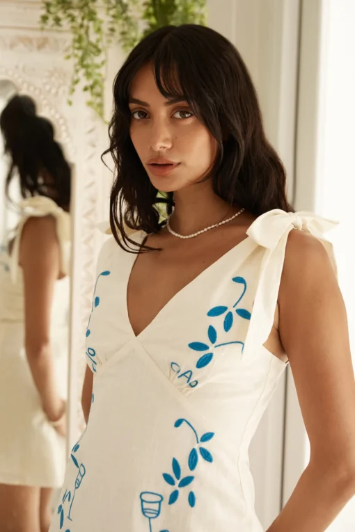 Through The Grapevine Mini Dress Blue