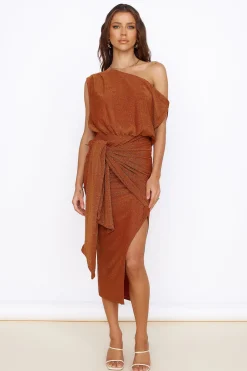 Thunderstorm Midi Dress Brown
