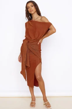 Thunderstorm Midi Dress Brown