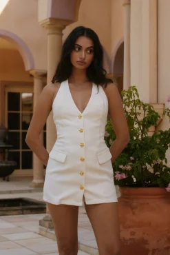 Twilight Blooms Romper White