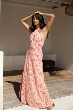Under Shade Halter Maxi Dress Pink