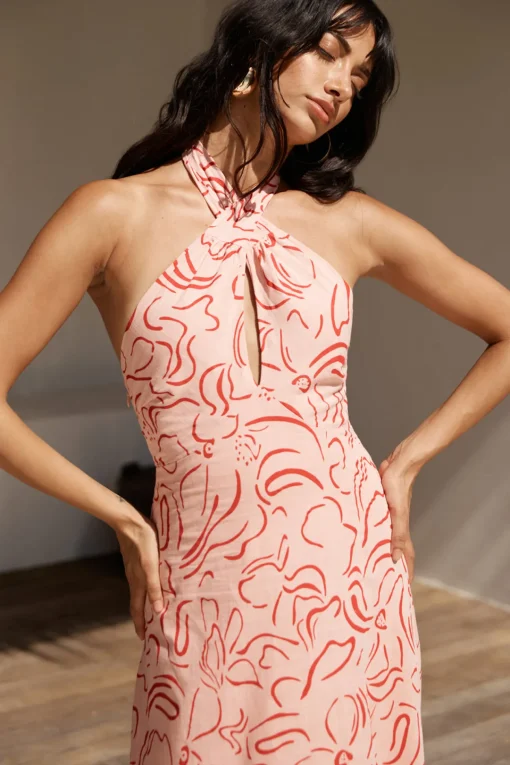 Under Shade Halter Maxi Dress Pink