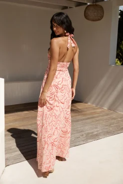 Under Shade Halter Maxi Dress Pink