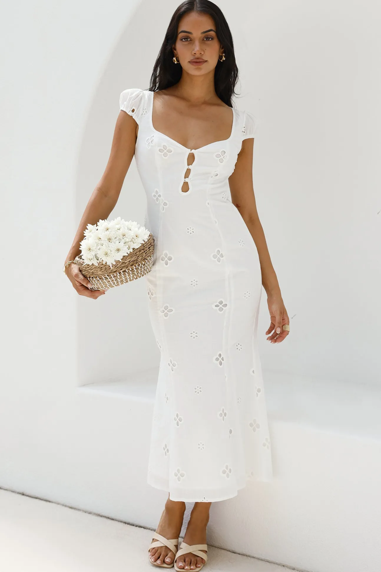 Vintage Song Midi Dress White