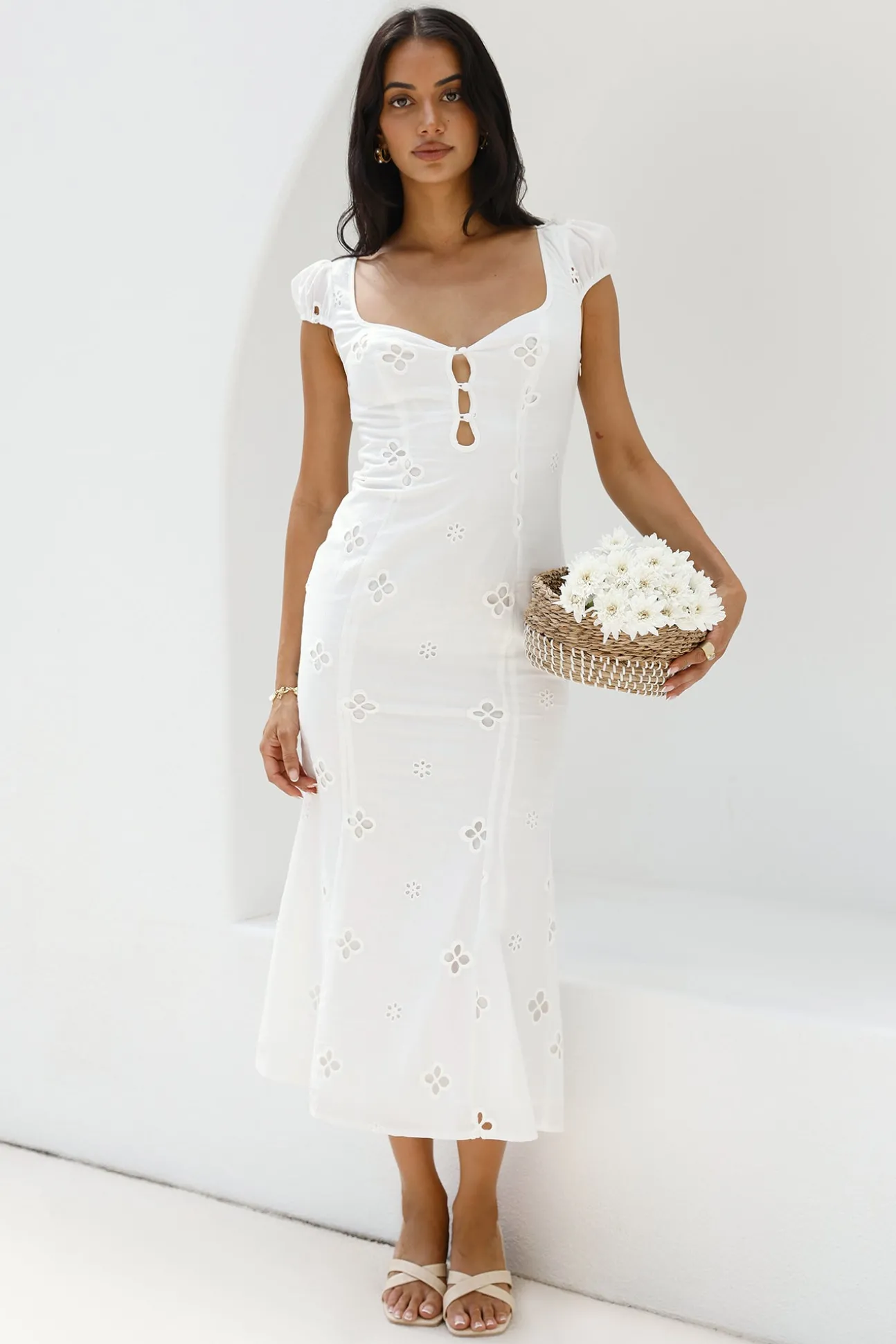 Vintage Song Midi Dress White