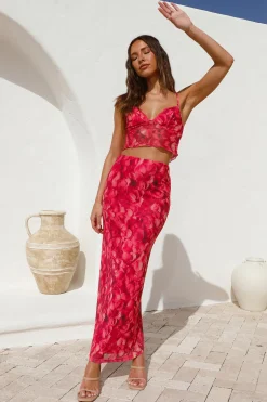 Waiting On You Maxi Skirt Red