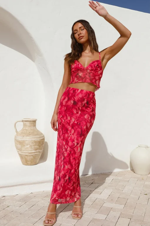 Waiting On You Maxi Skirt Red