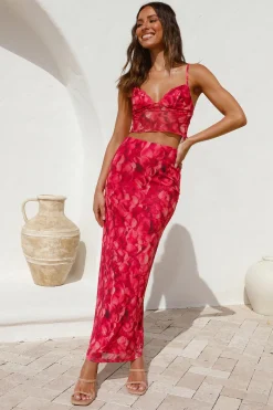 Waiting On You Maxi Skirt Red