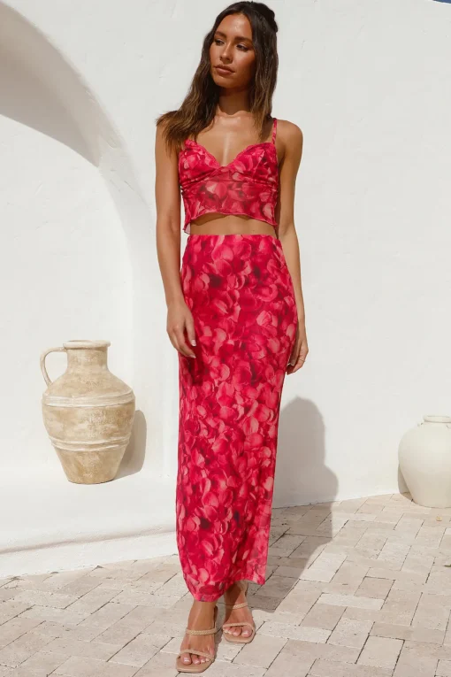 Waiting On You Maxi Skirt Red