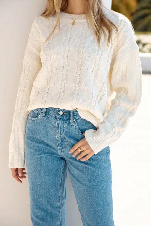 Warm Embrace Cable Knit Sweater Cream