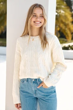 Warm Embrace Cable Knit Sweater Cream