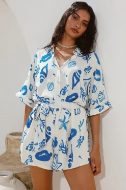 Where It Begins Romper Blue