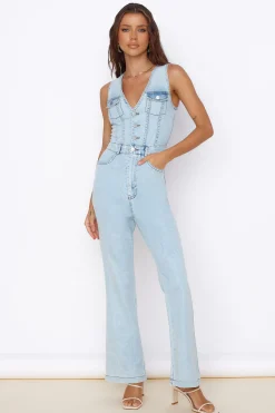 Wherever I Go Jumpsuit Blue Denim