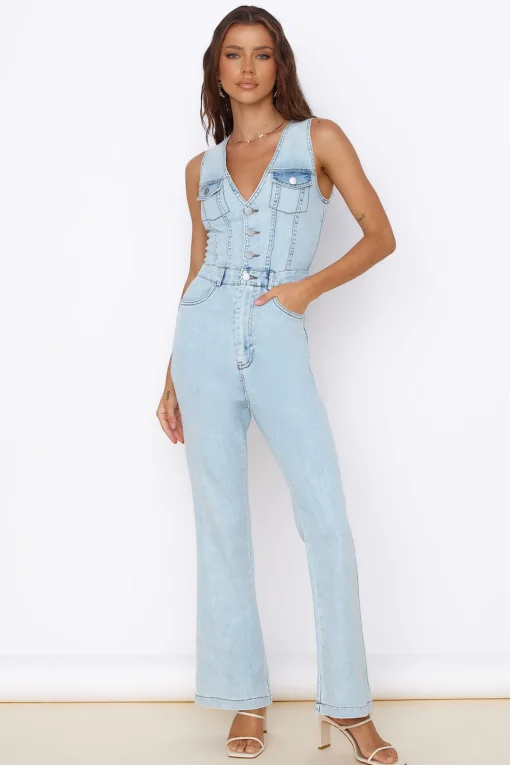 Wherever I Go Jumpsuit Blue Denim