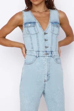 Wherever I Go Jumpsuit Blue Denim