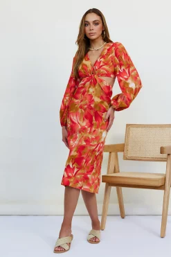 Wish On A Star Midi Dress Red