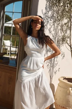 With The Wind Midi Dress White