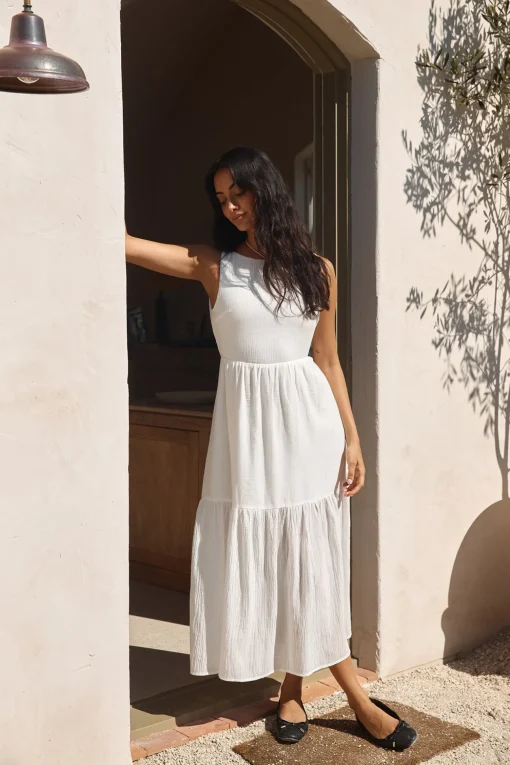With The Wind Midi Dress White
