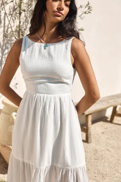 With The Wind Midi Dress White