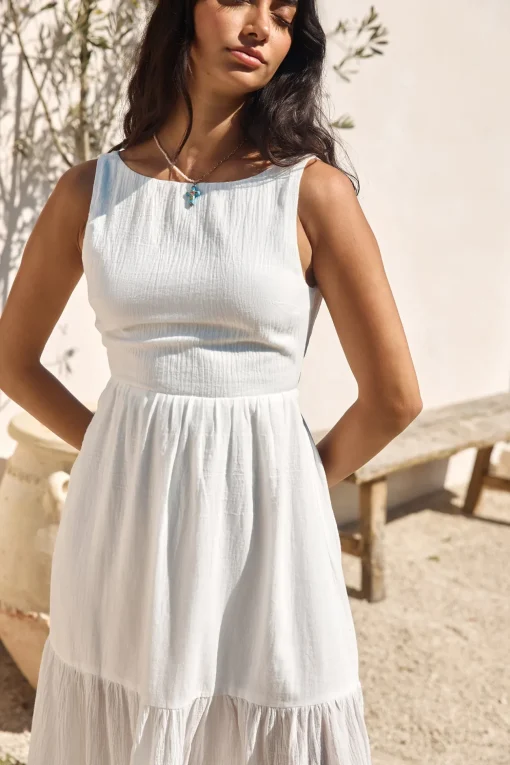 With The Wind Midi Dress White