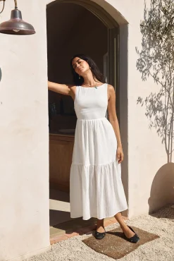 With The Wind Midi Dress White