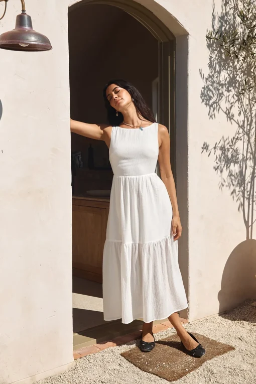 With The Wind Midi Dress White