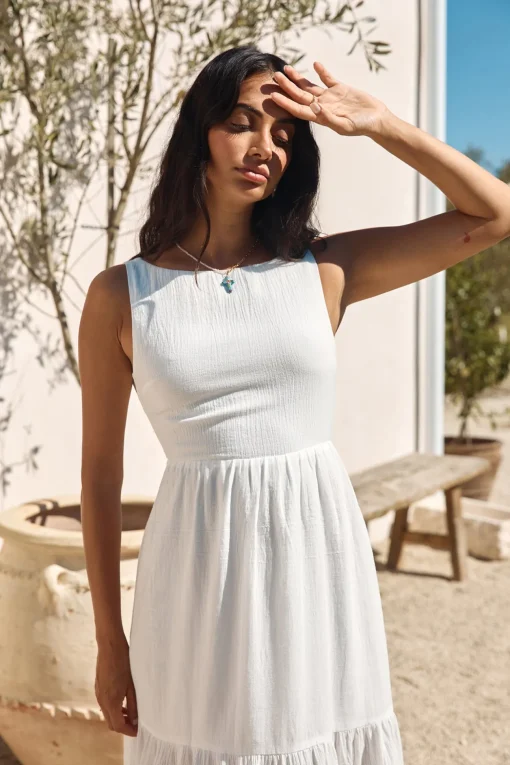 With The Wind Midi Dress White