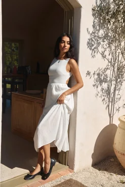With The Wind Midi Dress White