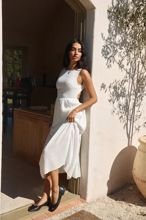 With The Wind Midi Dress White